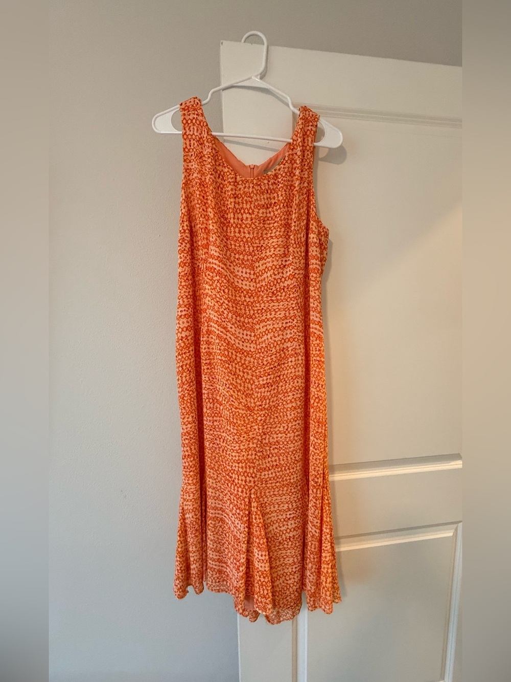 Danny & Nicole Orange Patterned Sleeveless Midi Dress